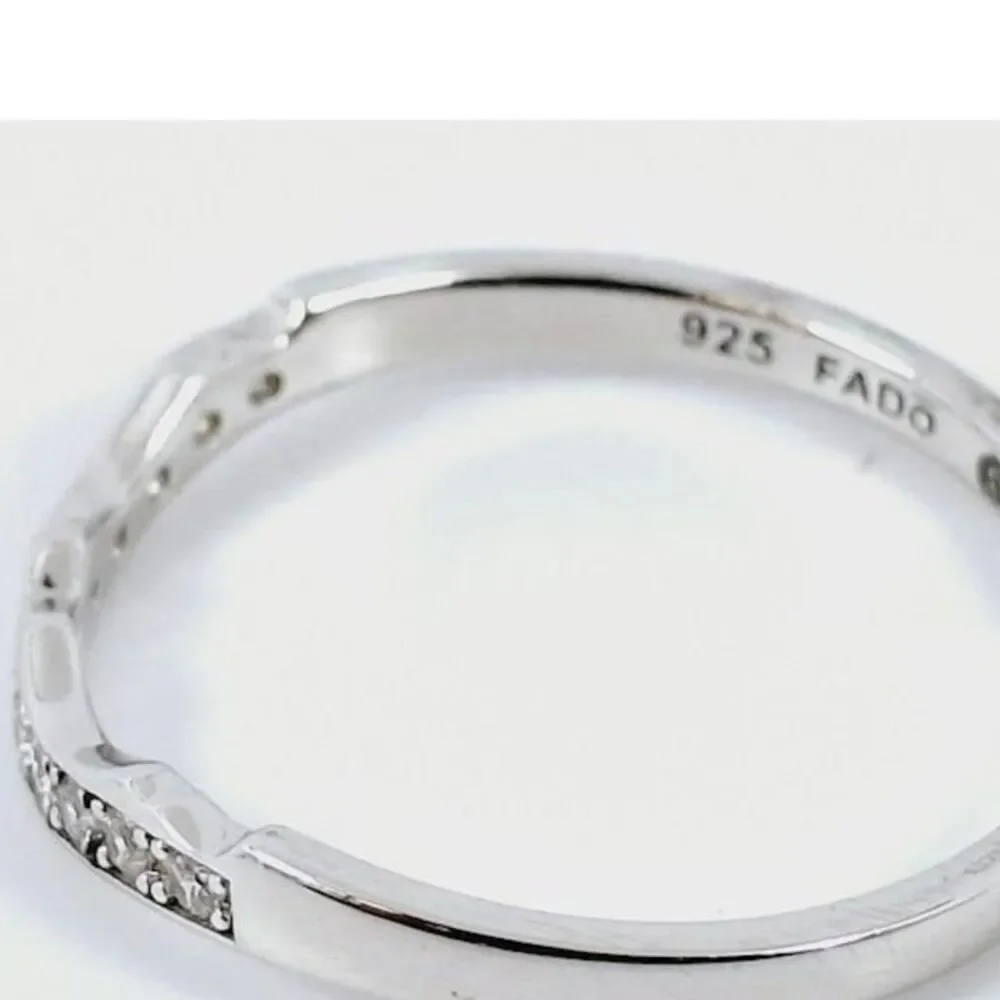 Silver & CZ Band Ring - Size 10.75
